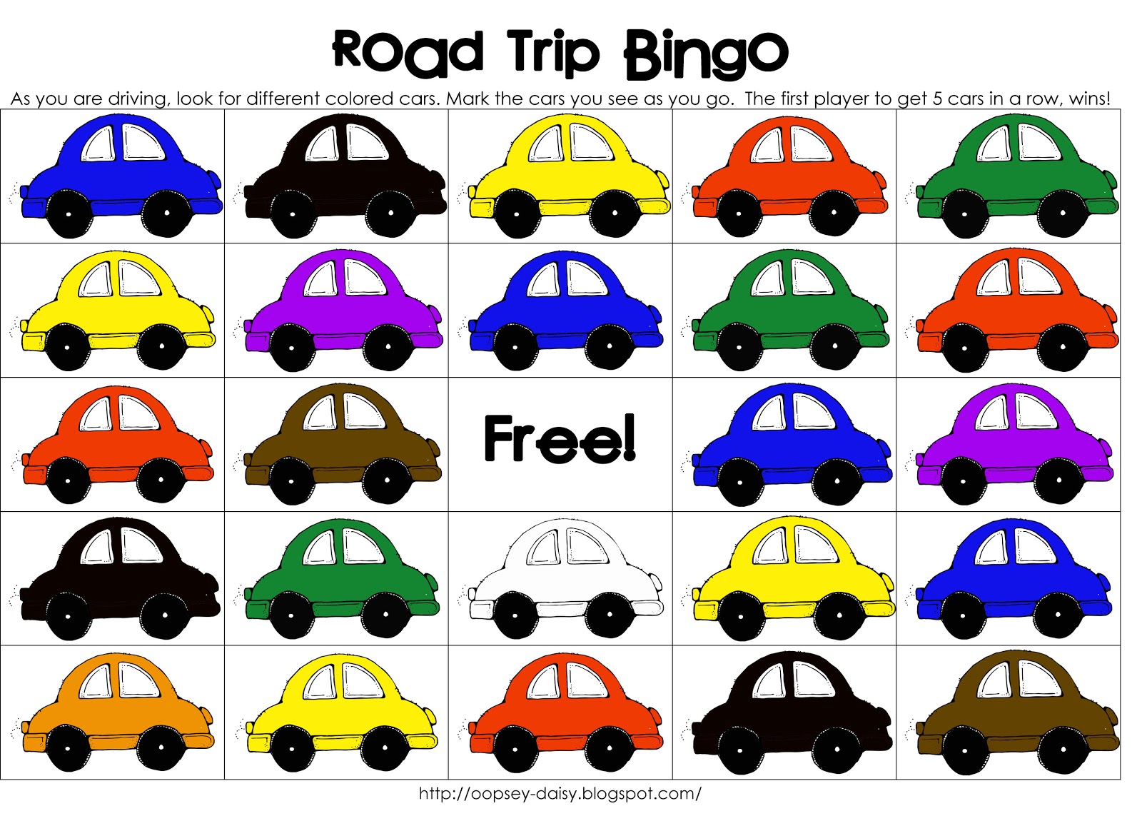 It is an image of Witty Car Bingo Game This is a graphic of Witty Car Bingo Game