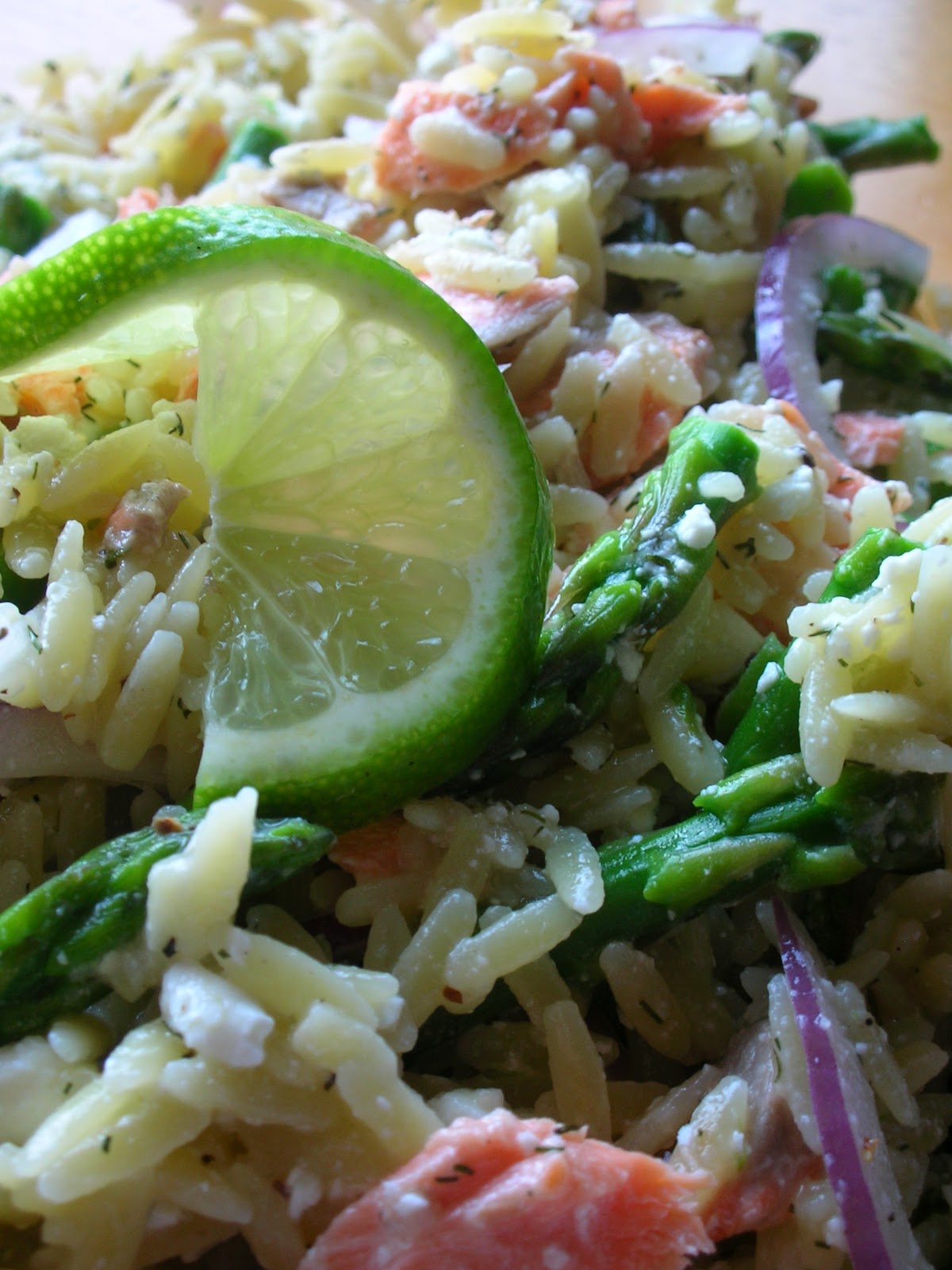 Basil Salmon, Asparagus and Orzo Salad with LemonDill Vinaigrette