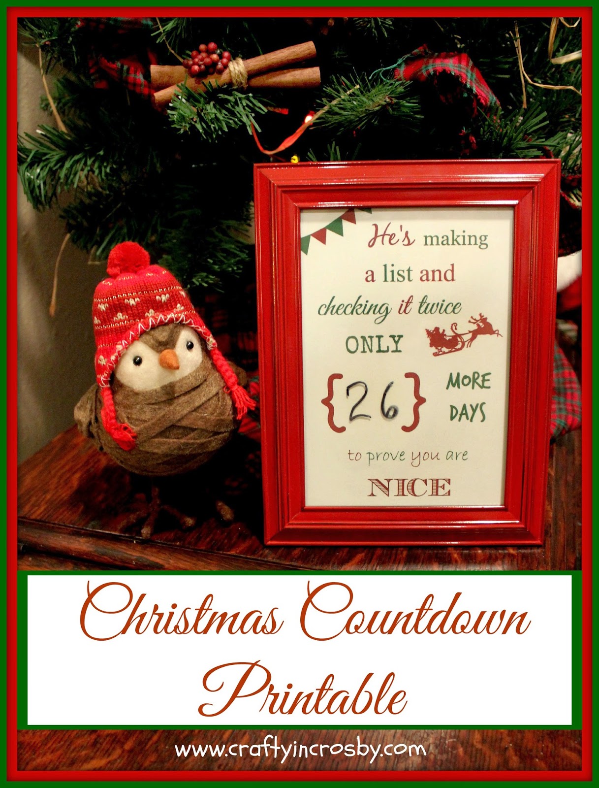 Free Christmas Countdown Printable, Santa Claus, He's Making a List, Christmas DIY, Easy Christmas Craft
