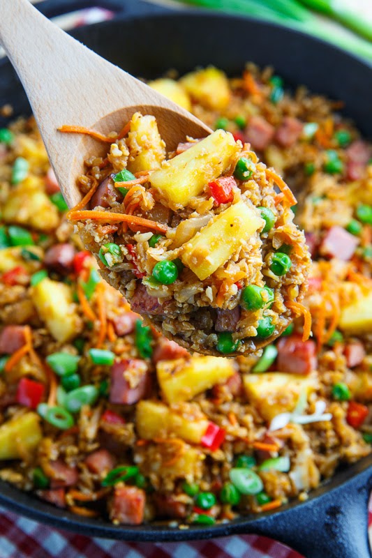 Ham and Pineapple Fried Cauliflower Rice on Closet Cooking