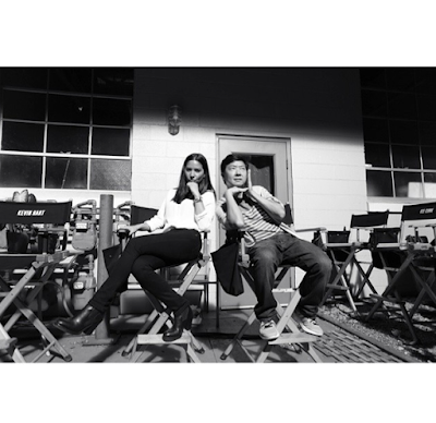 Ken Jeong and Olivia Munn on the set of Ride Along 2