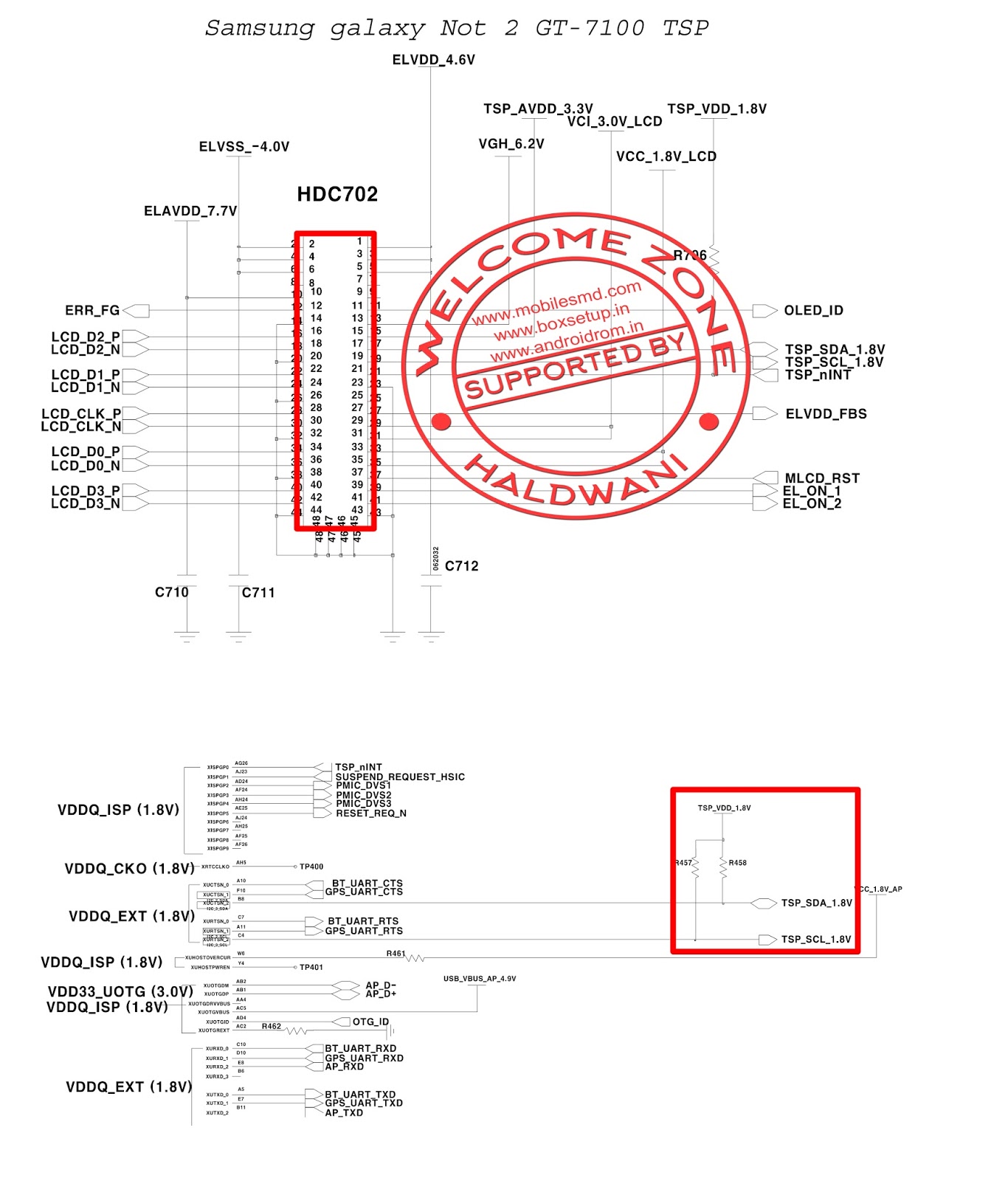 Samsung galaxy Not 2 GTN7100 TSP Touch Screen Panol Not Working Solution