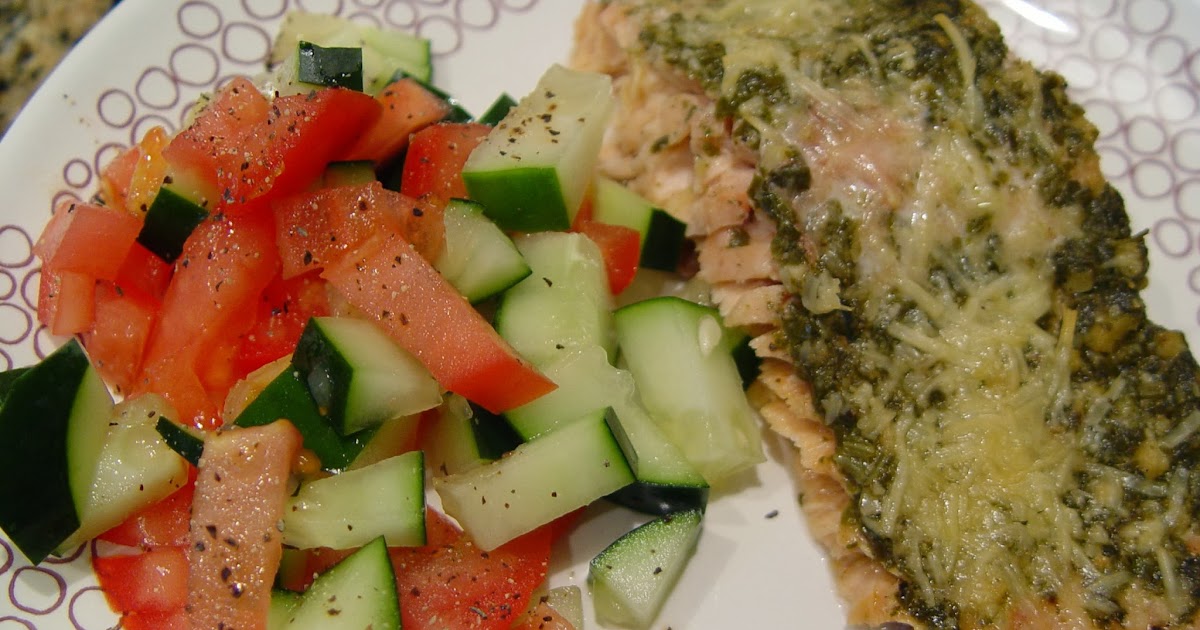 Kick in the Palate Salmon with Pesto and Parmesan Cheese