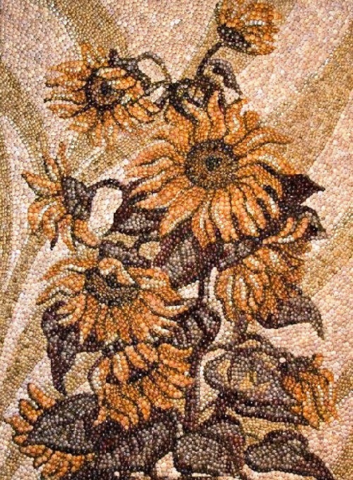Seashell mosaic artwork