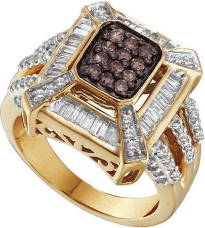  Gold Diamond Fashion Ring White And Chocolate Diamonds Engagement Ring