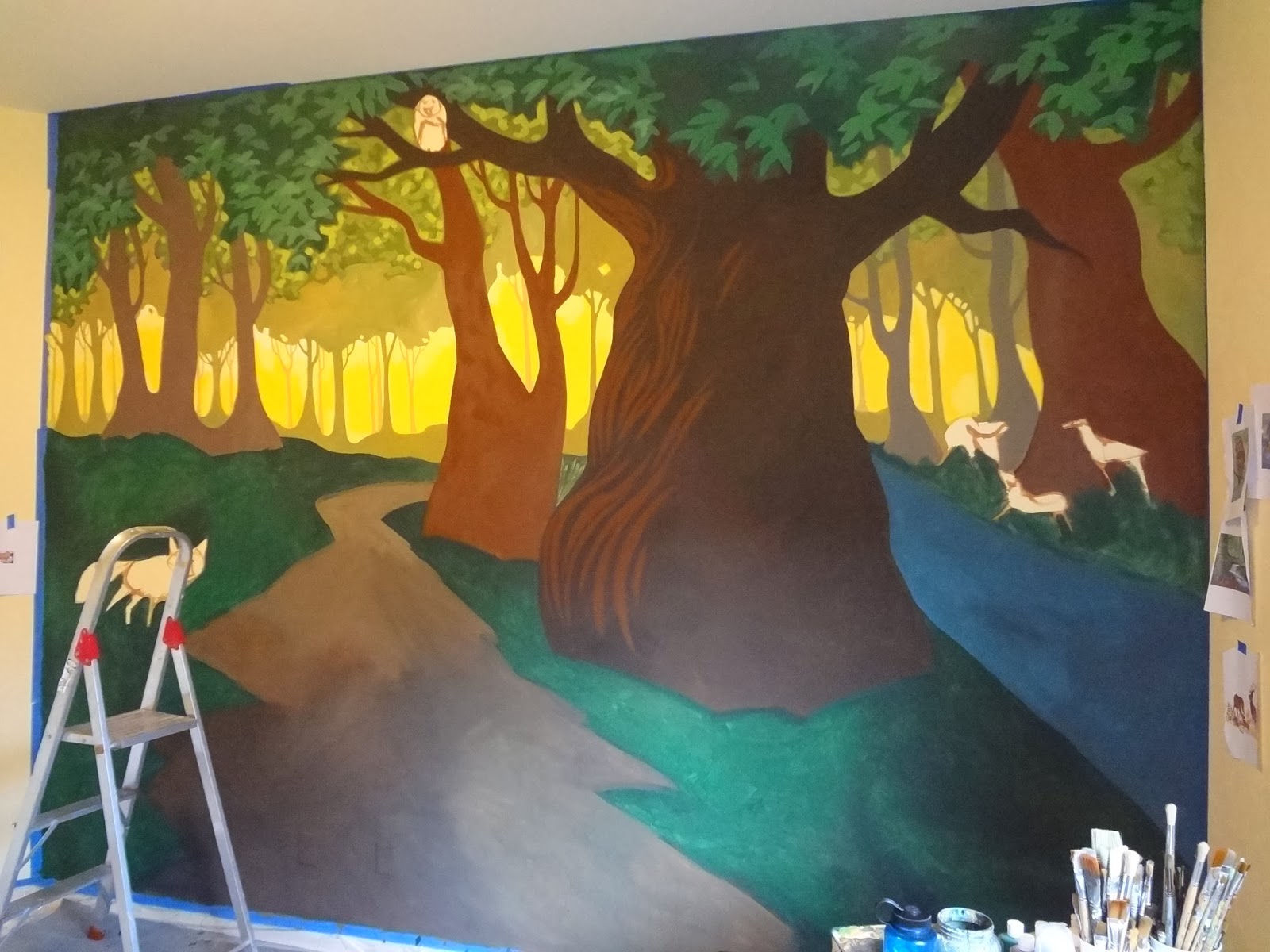 The Talking Walls Forest Nursery Mural Progress First days!