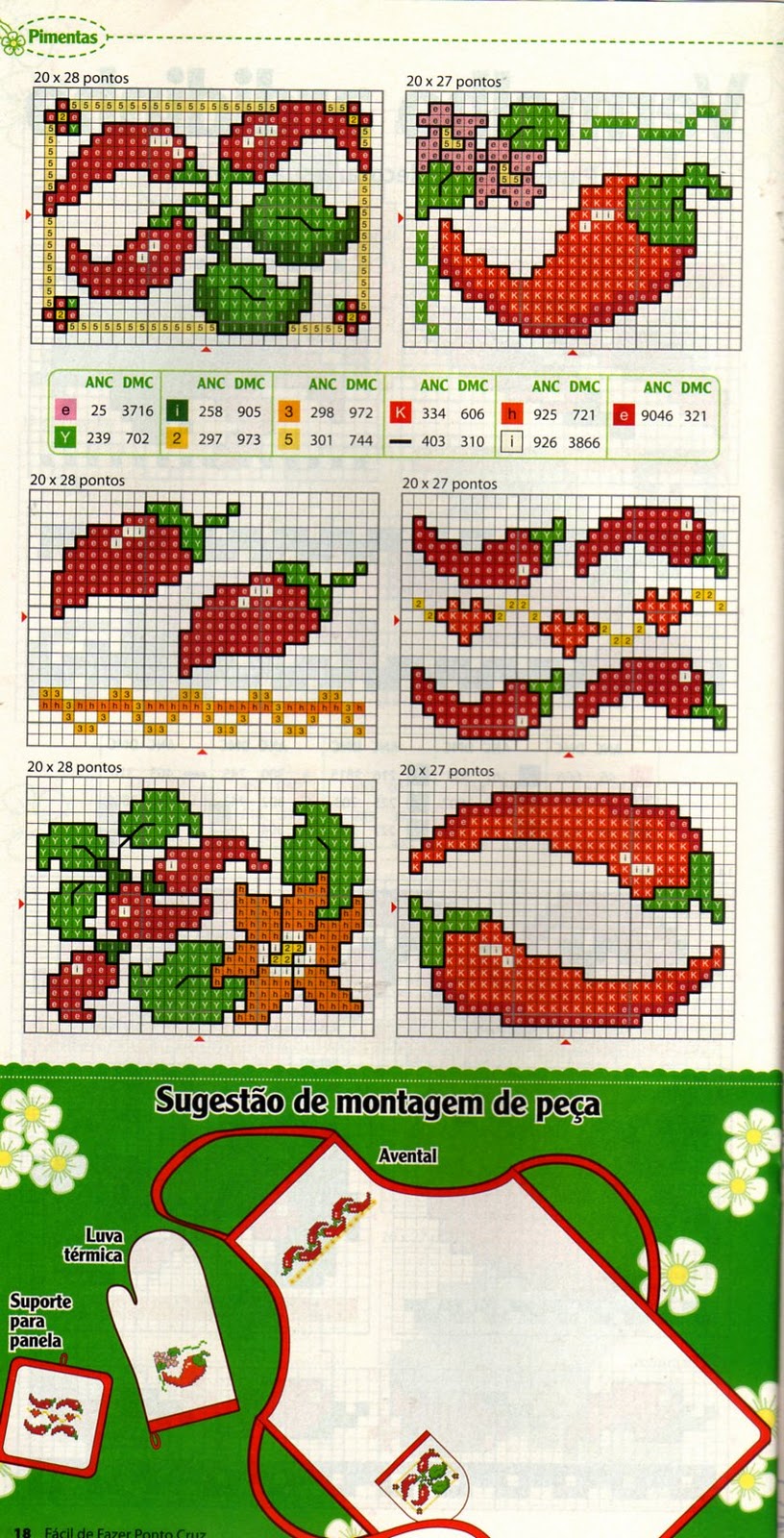 Pimentas Em Ponto Cruz Lu Chianca: Gráfico Pimentas Ponto Cruz