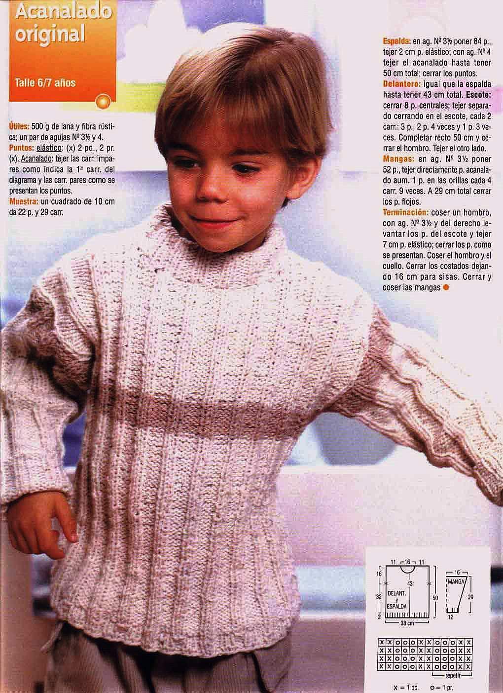 Mil cosas en el Baúl Pulover Sueter para Niños a dos agujas