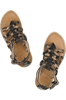 Nuria animal-print calf hair and leather flat sandals Christian ...