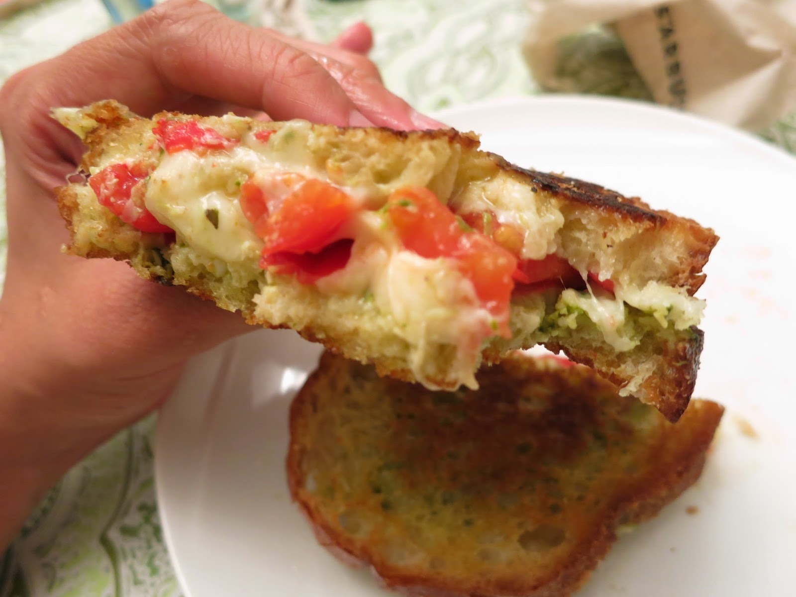 pieces of m Havarti + Tomato + Pesto Grilled Cheese Sandwich! [RECIPE]
