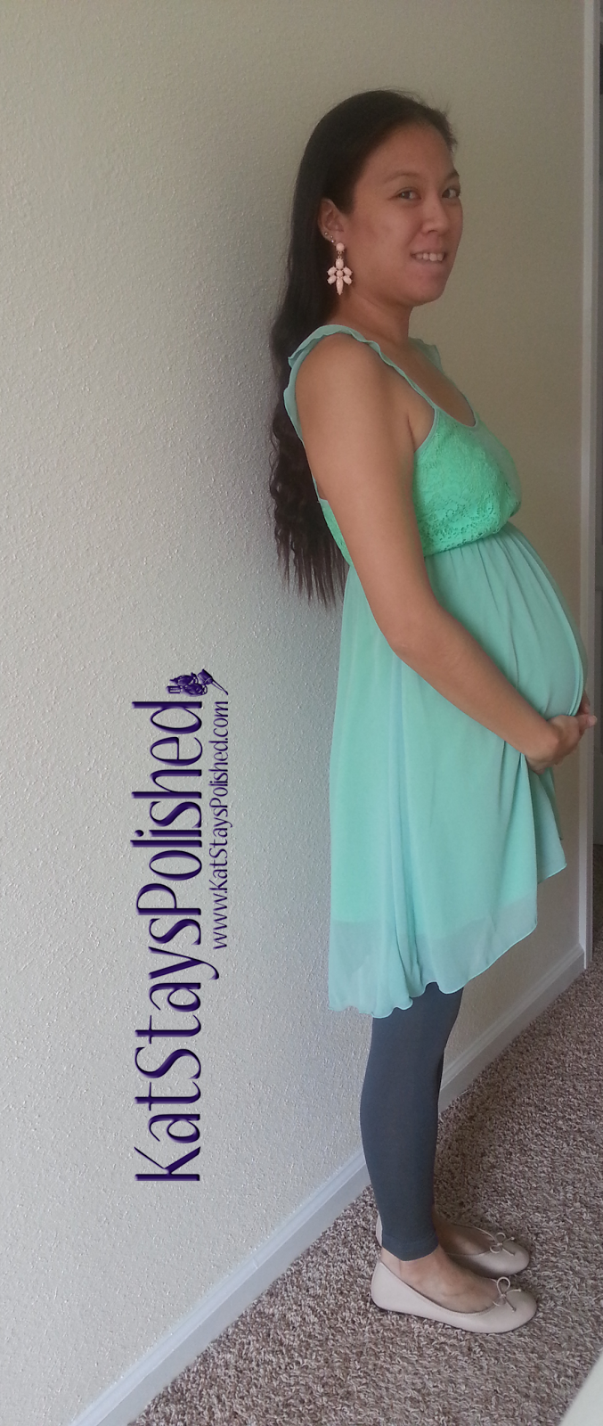 Pink Blush Maternity - Mint Green Chiffon Lace Accent Maternity Blouse | Kat Stays Polished