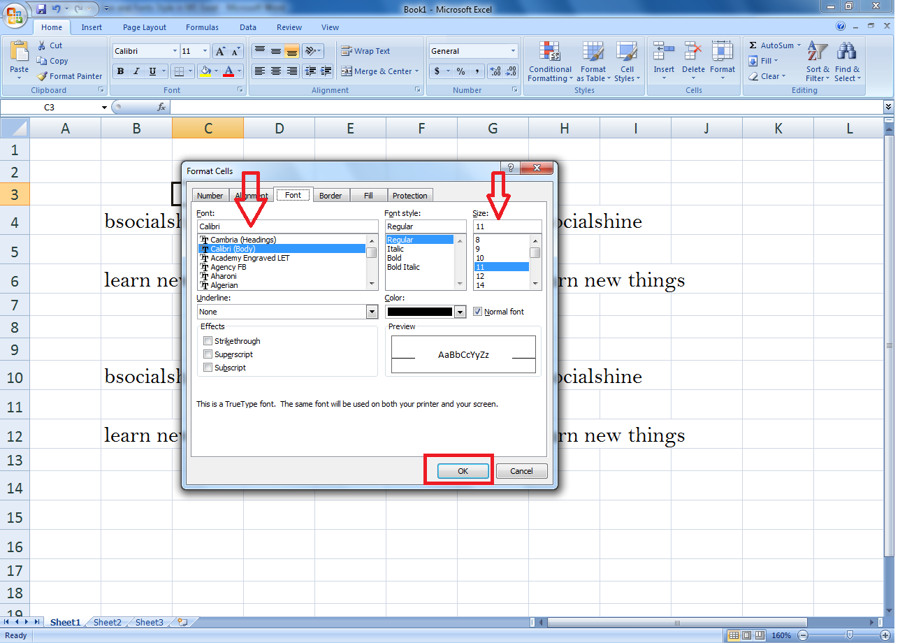 Learn New Things Shortcut Key for change Fonts Size & Fonts Style in
