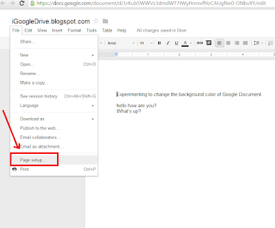 igoogledrive change background color of google document
