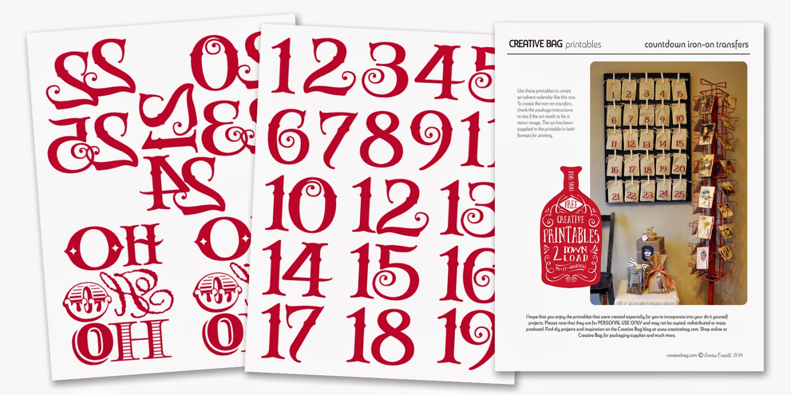 countdown to the holidays with free printables and products from Creative Bag