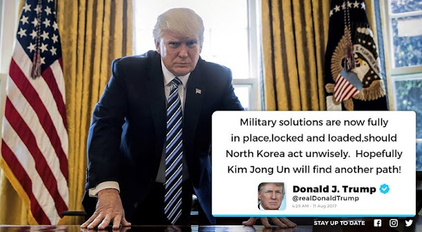 美國總統川普今(11)日再度嗆北韓,指軍事解決已全面就緒,砲彈上膛。 美國總統川普今(11)日再度嗆北韓,指軍事解決已全面就緒,砲彈上膛。