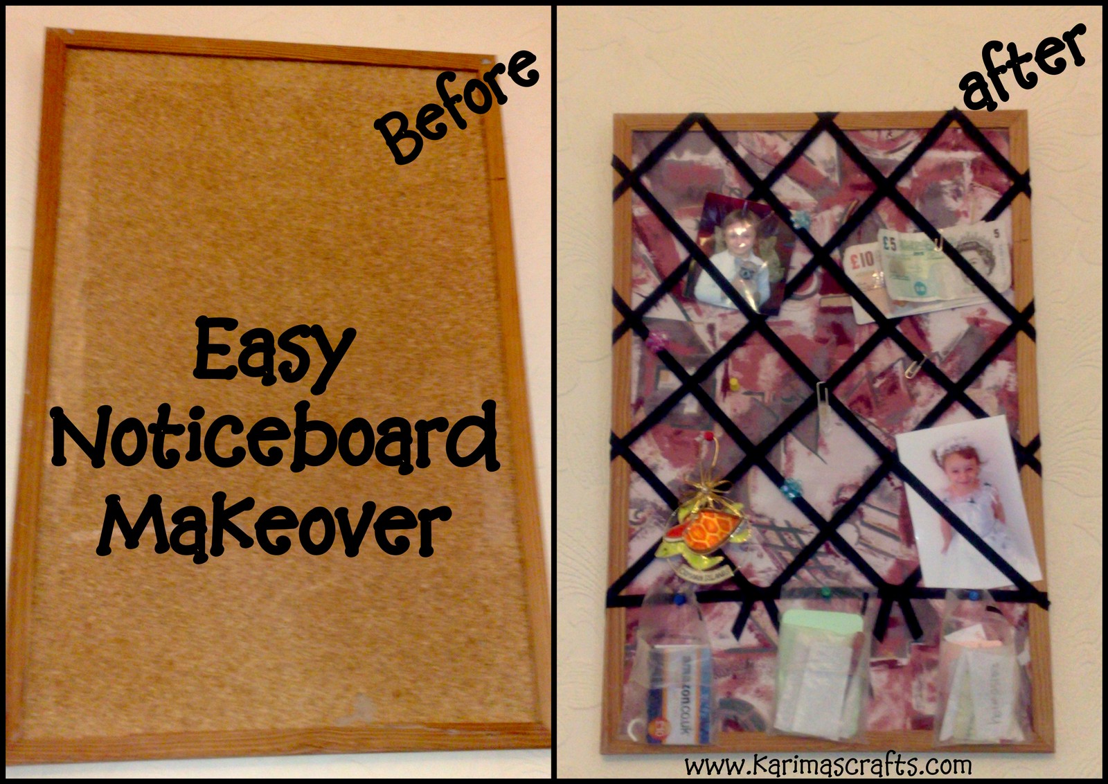 Karima's Crafts Cork Board Makeover Tutorial
