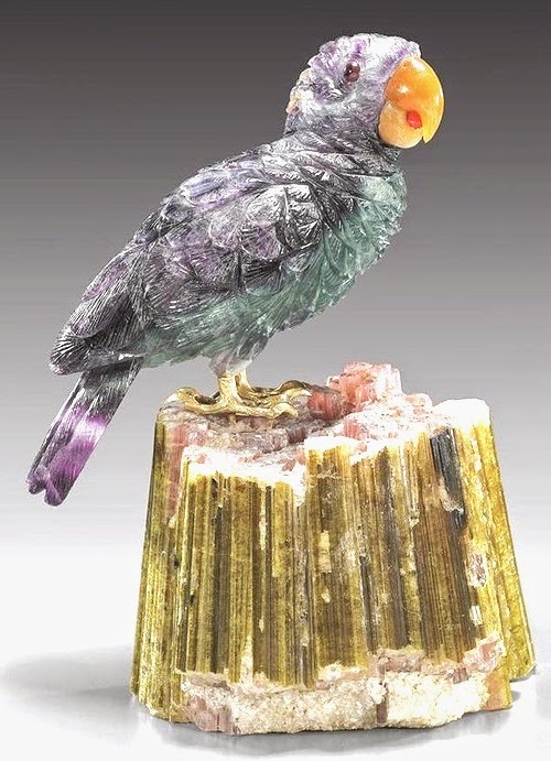 precious stones bird carving