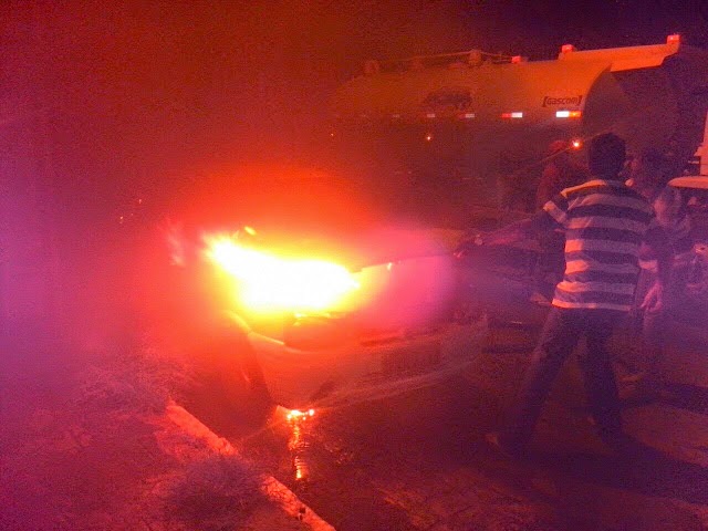 Carro pega fogo na principal rua da cidade de Jaçanã; Veja como foi