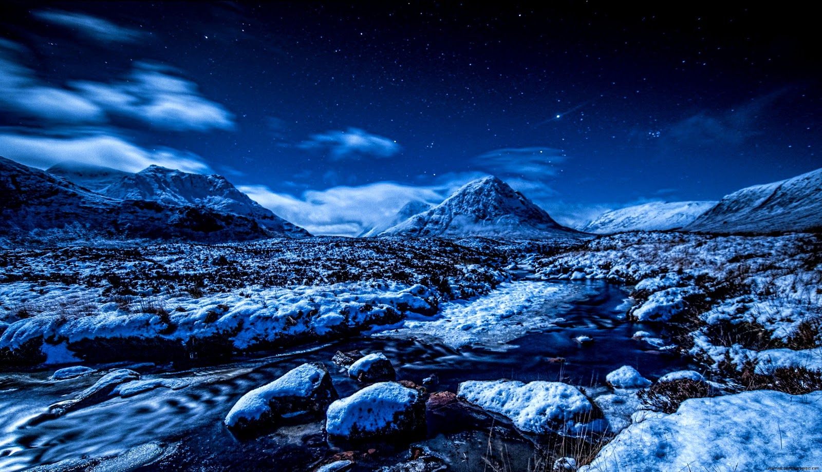 Night Winter Mountain Scenes Night Winter Mountain Scenes