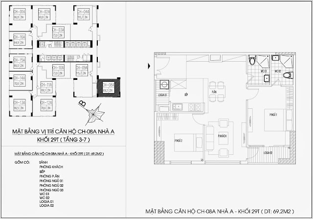 Mặt bằng căn hộ tòa A - 29 tầng, chung cư Imperia Garden Mặt bằng căn hộ tòa A - 29 tầng, chung cư Imperia Garden
