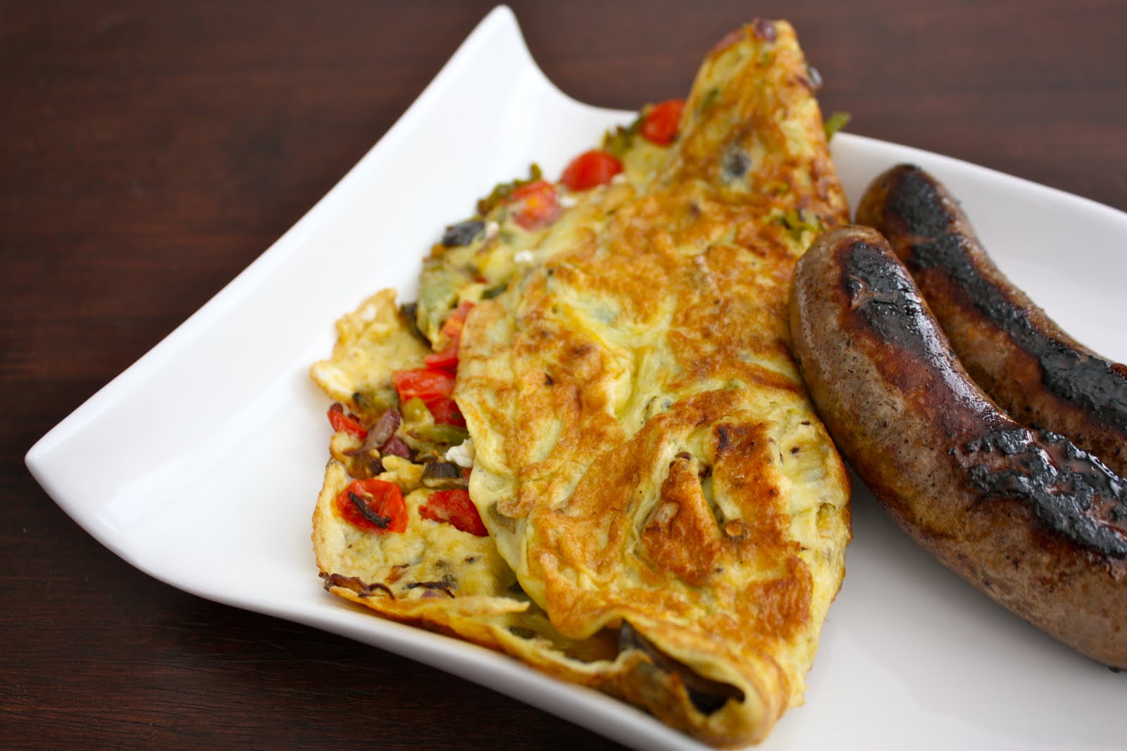 Have Her Over For Dinner Greek Omelet with Hot Pork Sausage