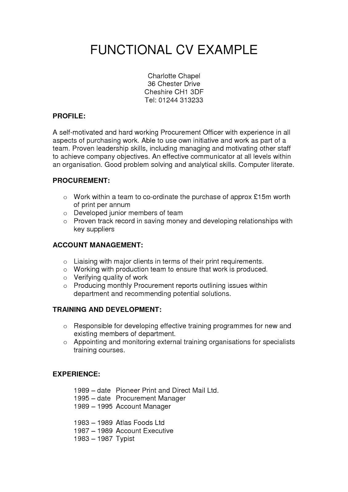 Functional resume biotechnology