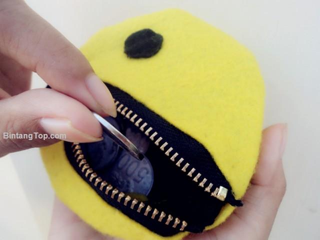 DIY Dompet Lucu dari Flanel Makan Koinku Pacman