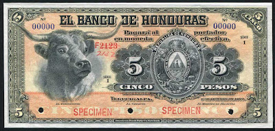 Honduras 5 pesos banknote paper money currency notes