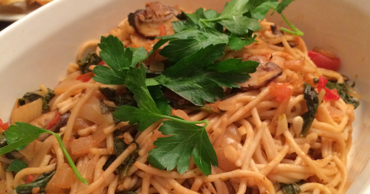 The Wholefull You Brown Rice Pasta With Veggies in a White Wine Sauce