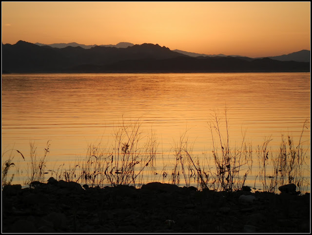 Sunset view over Lake Mead from Kingman's Wash in Arizona