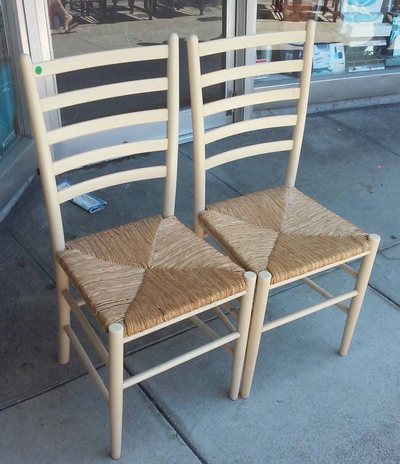 UHURU FURNITURE & COLLECTIBLES: SOLD Ladder Back Chairs With Rush Seats