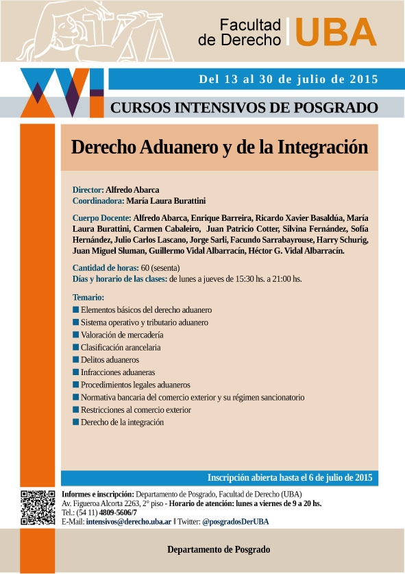 UBA Curso de Posgrado Intensivo en Derecho Aduanero y de