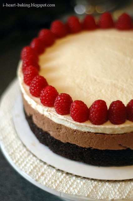 i heart baking!: triple chocolate mousse cake with raspberries