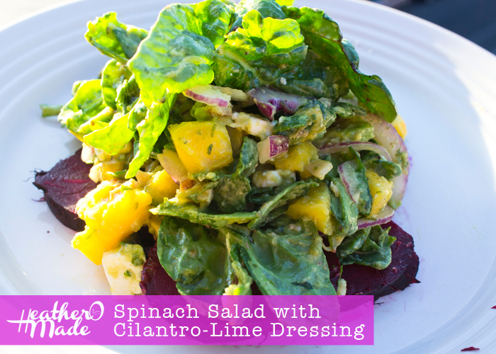 Heather O Made Spinach Salad with CilantroLime Dressing