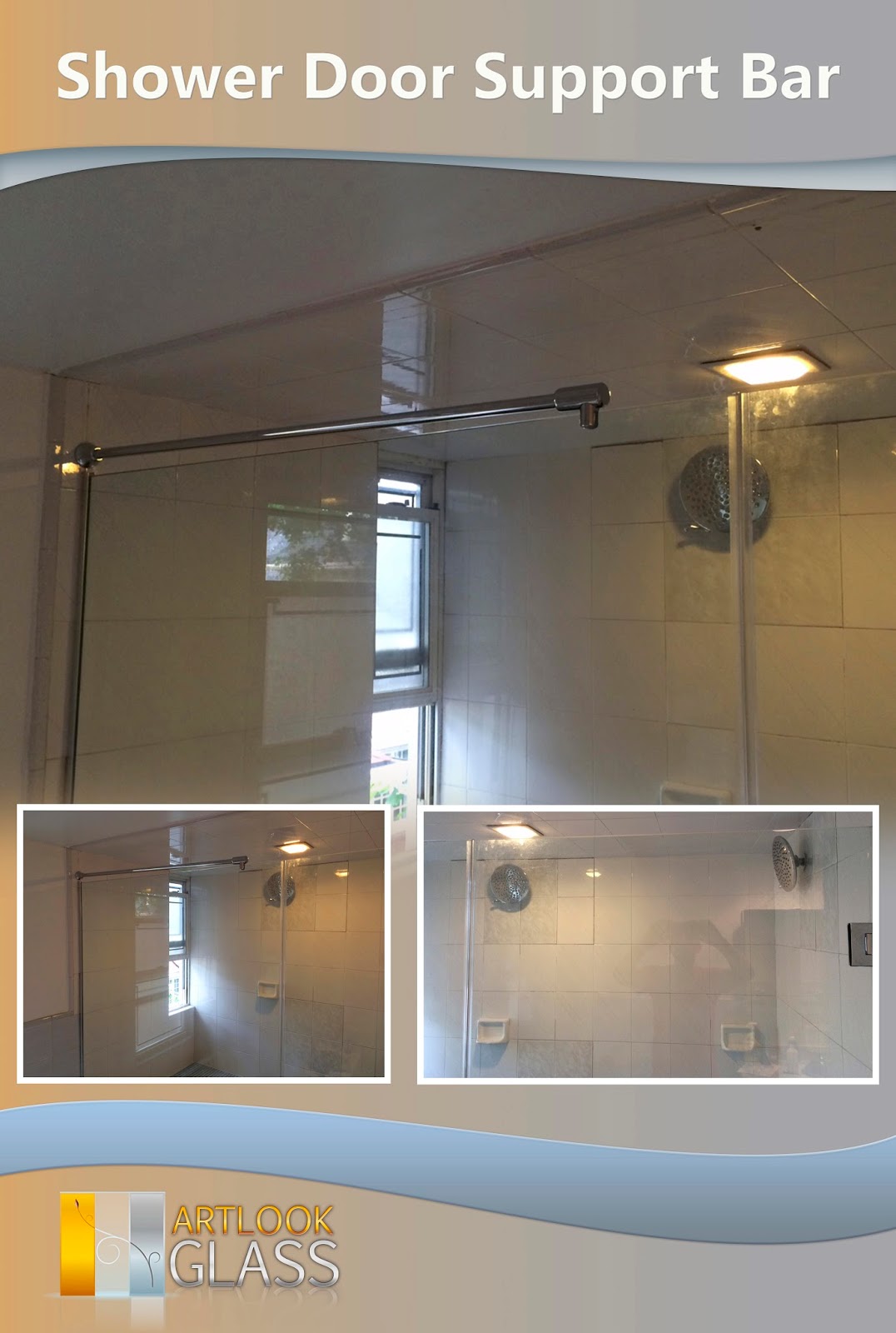 Shower Door Support Bar ARTLOOK GLASS COMPANY NEW YORK