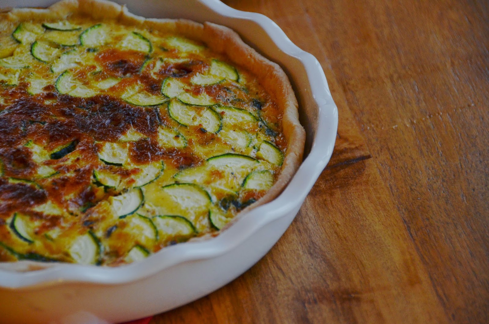 Her Winter My Summer CARAMELIZED ONION, ZUCCHINI, AND BLUE CHEESE QUICHE