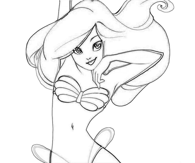 Little Mermaid Ariel Cartoon Coloring Pages title=