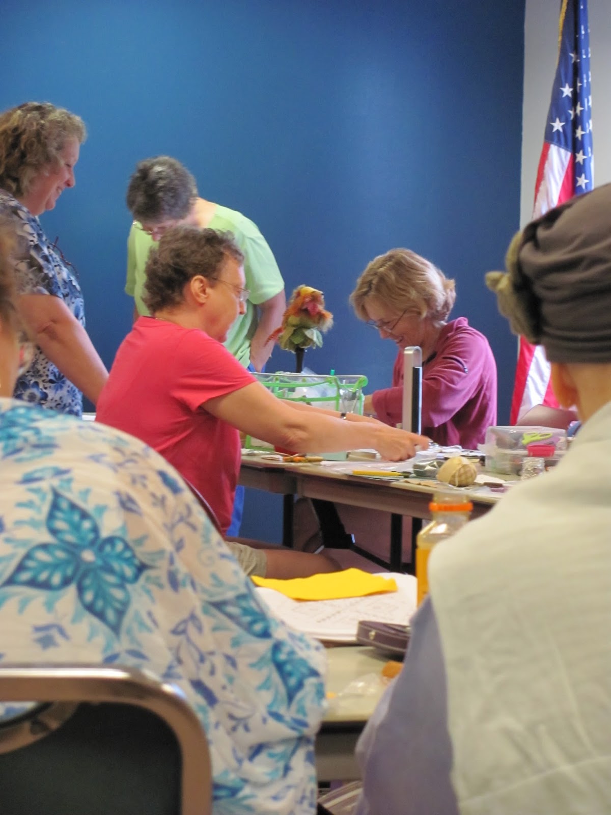 By The Bay Needleart Class In Raymond Maine for the EGA group