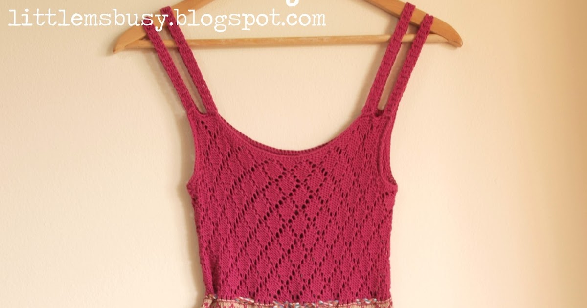 LittleMsBusy Knitting Summer Dress in Drops Safran and Peliza