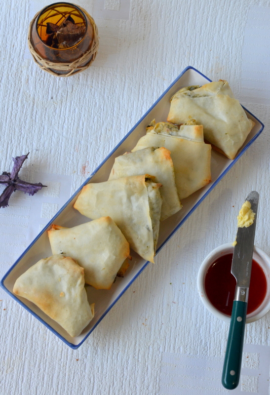 The Veggie Indian Spinach and Feta Cheese Parcels Baked Palak Samosa