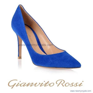 Crown Princess Mary Style Gianvito Rossi Blue suede pump