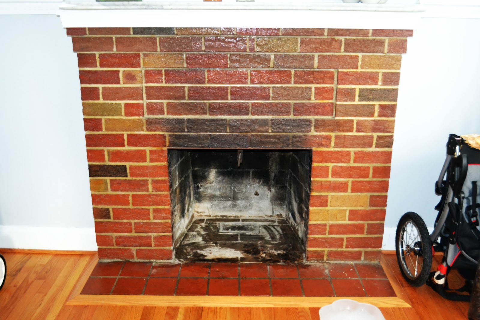 Project StayatHome Mommy Bye Bye Ugly Red Brick Fireplace