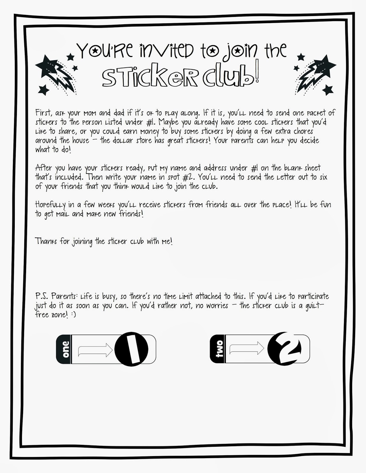 sticker club letter chain
