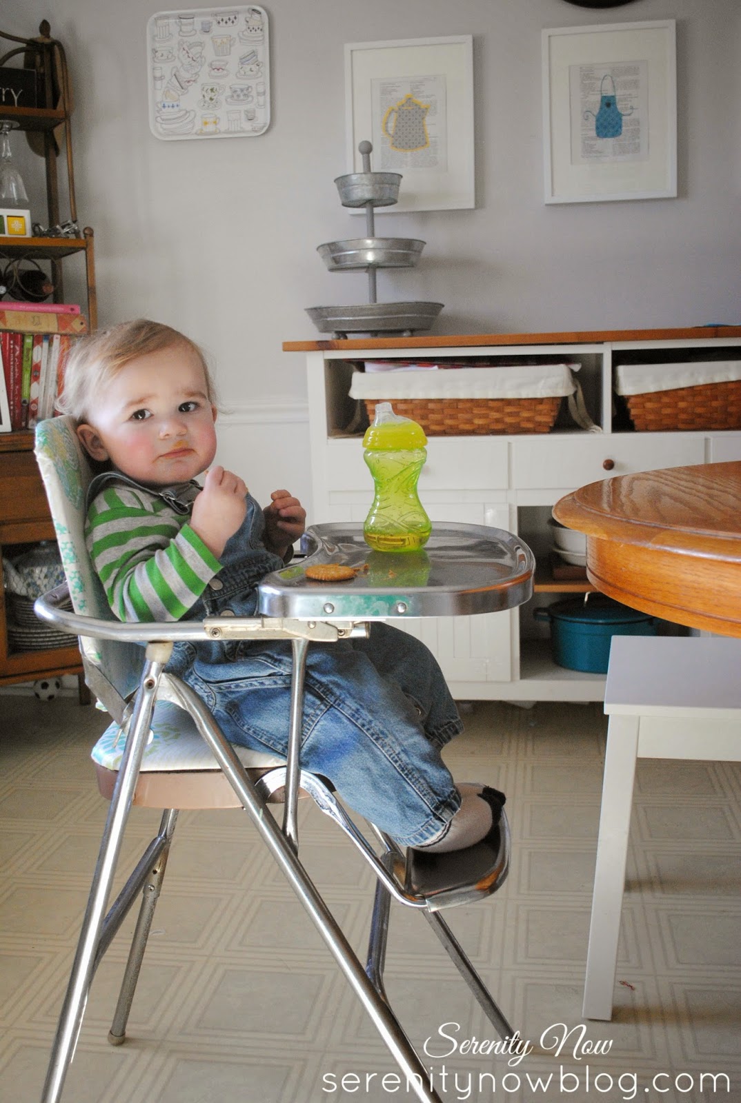 Serenity Now Vintage Stainless Steel High Chair Makeover