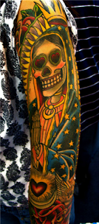 mexican Death tattoo: the beloved Santa Muerte, queen of the underworld