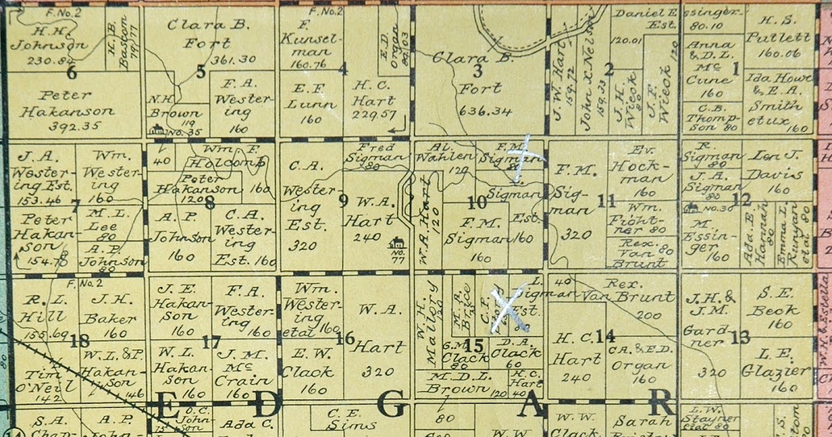 Sutton Nebraska Museum 1925 Plat Map of Edgar Township, Clay County