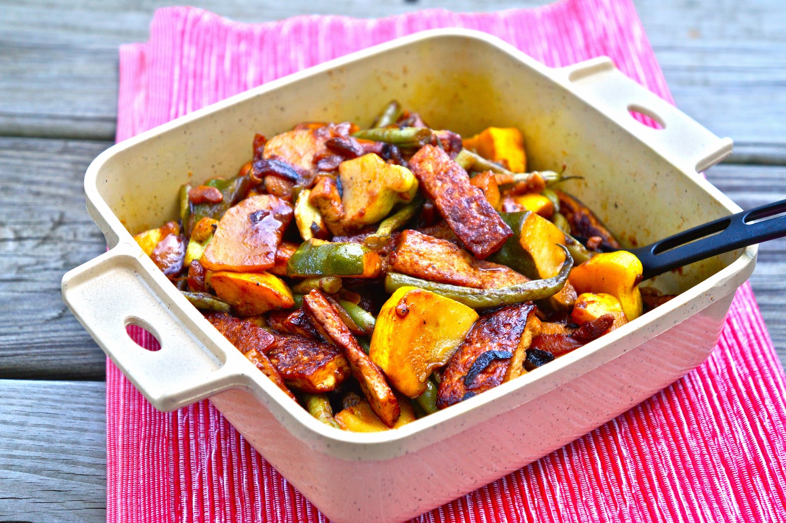 stir fry tofu with patty pan squash