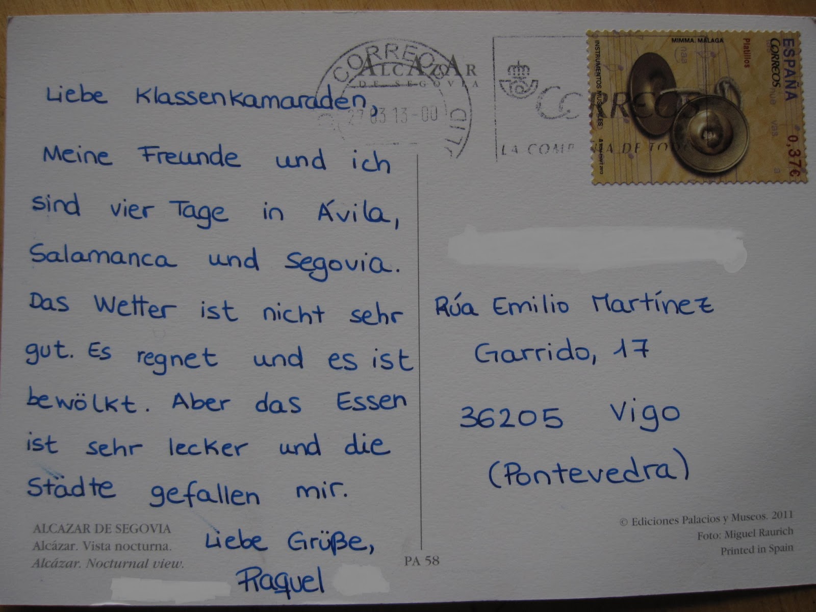Von Vigo Nach Deutschland Postkarte