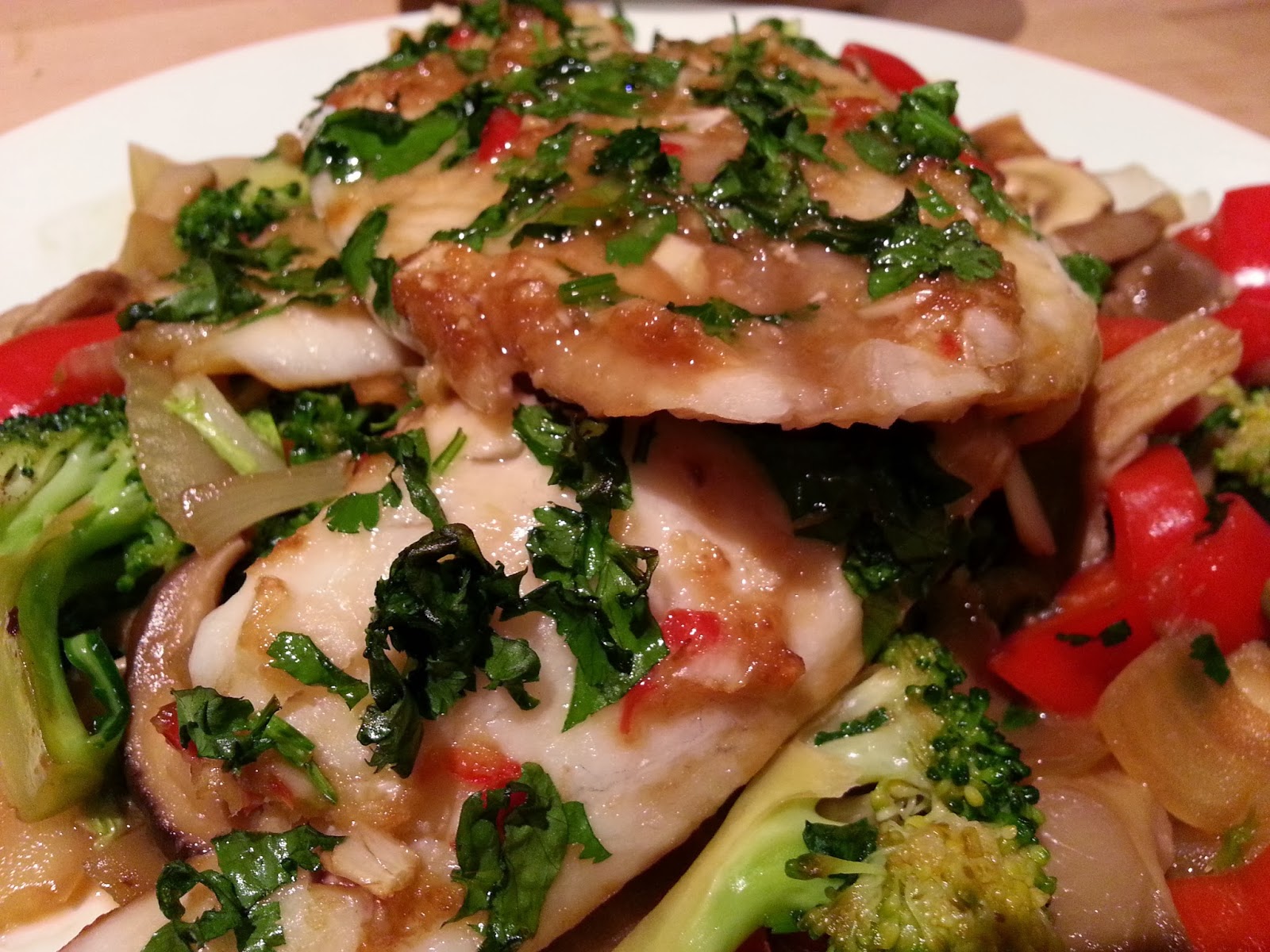 Slimming World Delights Ginger and Coriander Baked Tilapia