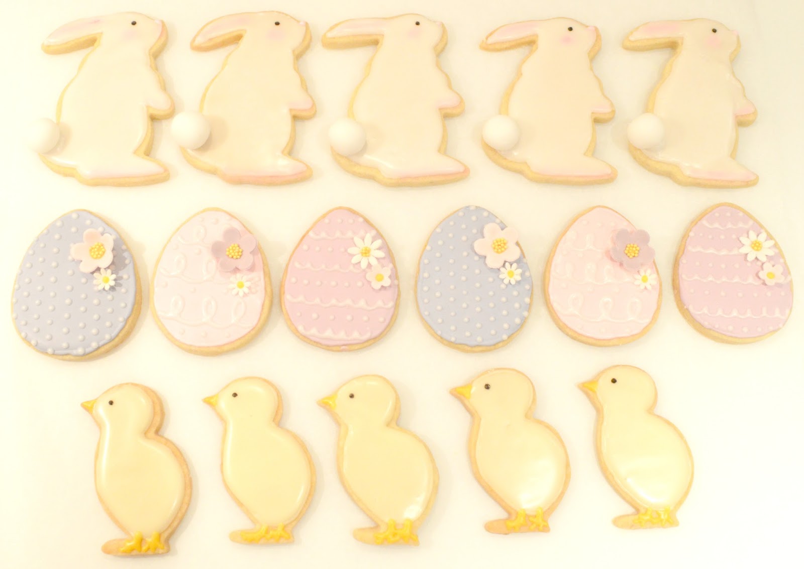 Iced Easter Bunny, Chick and Egg Lemon Cookies Chérie Kelly